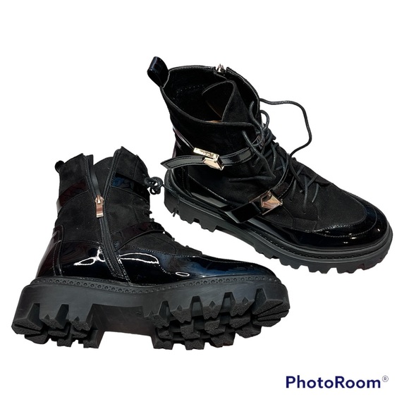 NWOT Pretty Litttle Things Platform Black Patent & Suede Boots! - Picture 4 of 7